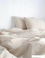 Постельное белье Царство сновидений Вареный хлопок Бежевая полоса 150-0132 (евро, нав. 70x70)