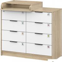 Детский комод Атон Мебель Zeus 1008 ЛДСП с шариковыми направляющими (дуб сонома/белый)