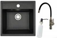 Кухонная мойка БелЭворс Rio + смеситель W74004-2 + дозатор L405F (черный)