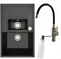 Кухонная мойка БелЭворс Forma R + смеситель W74004-2 + дозатор L405F (черный)