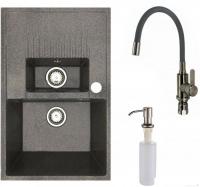 Кухонная мойка БелЭворс Forma R + смеситель W74004-9 + дозатор L405-1 (серый/сатин)