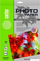 Фотобумага CACTUS Глянцевая A4 180 г/кв.м. 100 листов CS-GA4180100