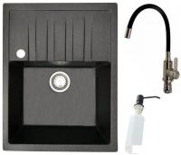 Кухонная мойка БелЭворс Vega L + смеситель W74004-2 + дозатор L405F (черный)