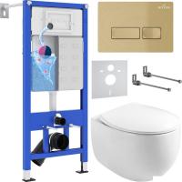 Унитаз подвесной Roxen Egg в комплекте с инсталляцией StounFix Dual Fresh 6 в 1 968085 (кнопка: браш