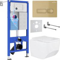 Унитаз подвесной Roxen Boro в комплекте с инсталляцией StounFix Dual Fresh 6 в 1 968081 (кнопка: бра