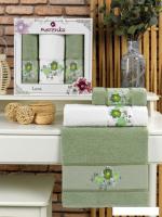 Набор полотенец Merzuka Lara 11783 (3 шт, в коробке, зеленый)