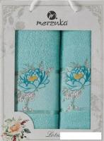 Набор полотенец Merzuka Lotus 11296 (2 шт, в коробке, бирюзовый)