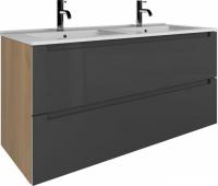 ЗОВ Тумба с умывальником Дион 120 (графит глянец/дуб)