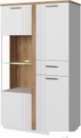 Шкаф-витрина Anrex Mateo 1V2D1S P (белый/дуб наварра)