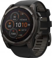 Умные часы Garmin Fenix 8 Solar, Sapphire 51мм (титановый угольно-серый с DLC-покрытием и черным рем