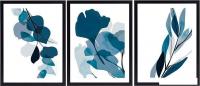 Модульная картина Miram Абстракция. Синяя акварель 230403098 (3шт, 30x40)