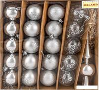 Елочная игрушка Miland С верхушкой НУ-3605 (21 шт, серебристый)