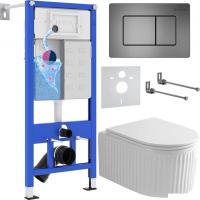 Унитаз подвесной Roxen Royal Matt в комплекте с инсталляцией StounFix Dual Fresh 6 в 1 968290 (кнопк