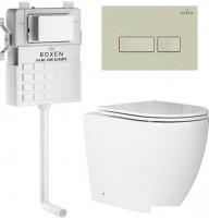 Унитаз приставной Roxen Antares в комплекте с инсталляцией Attach 5 в 1 967071 (кнопка: пастель беже