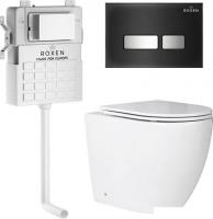 Унитаз приставной Roxen Antares в комплекте с инсталляцией Attach 5 в 1 967099 (кнопка: черный)