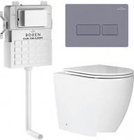 Унитаз приставной Roxen Antares в комплекте с инсталляцией Attach 5 в 1 967072 (кнопка: серый бетон)