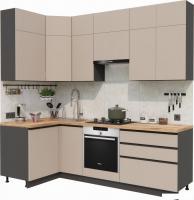 Готовая кухня ВерсоМебель Эко Премиум 1.2x2.4 левая (глиняный серый/ст. дуб вотан)