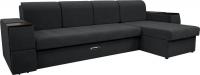 Угловой диван Сириус Лидер-13 с оттоманкой НПБ 330x165 (Eva 11 велюр черный)