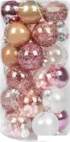 Елочная игрушка Miland Праздник в розовых оттенках НУ-4210 (30шт, 6см)