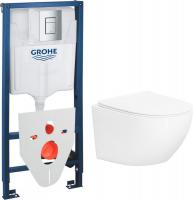 Унитаз подвесной Lauter Sulzdorf + GROHE Rapid SL 38772001 + панель GROHE 37131000 (белый с микролиф