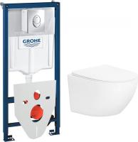 Унитаз подвесной Lauter Sulzdorf + GROHE Rapid SL 38721001 + панель GROHE 37131000 (белый с микролиф