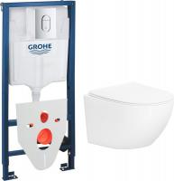 Унитаз подвесной Lauter Sulzdorf + GROHE Rapid SL 39504000 + панель GROHE 37131000 (белый с микролиф