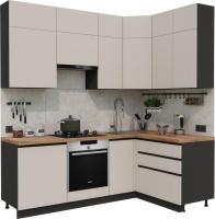 Готовая кухня ВерсоМебель Эко Премиум 1.4x2.2 правая (кашемир/ст. дуб вотан)