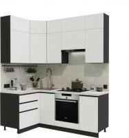 Готовая кухня ВерсоМебель Эко Премиум 1.2x2.0 левая (белый фасадный/ст. мрамор лацио)