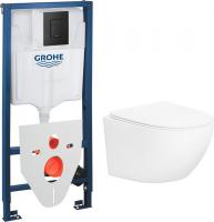Унитаз подвесной Lauter Sulzdorf + GROHE Solido 38811KF0 + панель GROHE 37131000 (белый с микролифто