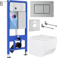 Унитаз подвесной Roxen Boro в комплекте с инсталляцией StounFix Dual Fresh 6 в 1 968433 (кнопка: сат