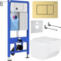 Унитаз подвесной Roxen Boro в комплекте с инсталляцией StounFix Dual Fresh 6 в 1 968466 (кнопка: бра