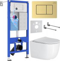 Унитаз подвесной Roxen Vortex в комплекте с инсталляцией StounFix Dual Fresh 6 в 1 968483 (кнопка: б