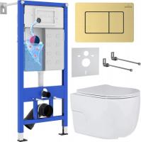 Унитаз подвесной Roxen Porto в комплекте с инсталляцией StounFix Dual Fresh 6 в 1 968478 (кнопка: бр