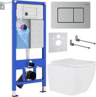 Унитаз подвесной Roxen Cube в комплекте с инсталляцией StounFix Dual Fresh 6 в 1 968436 (кнопка: сат