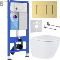 Унитаз подвесной Roxen Antares в комплекте с инсталляцией StounFix Dual Fresh 6 в 1 968454 (кнопка: