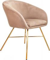 Стул с подлокотниками AksHome Amur (светло-коричневый велюр/золото)