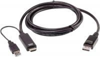 Кабель Aten 2L-7D02HDP HDMI/USB Type-A - DisplayPort (1.8 м, черный)
