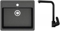 Кухонная мойка Berge BR-5750 + смеситель AM.PM Like Like F8005022 (черный)