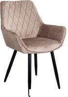 Стул с подлокотниками AksHome Pablo (бежевый велюр HLR-08/черный)