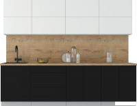 Кухонный модуль Интерлиния Мила Матте 2.7 А (белый/черный/дуб бунратти)