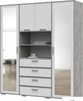 Шкаф распашной Стендмебель Денвер ШК 02 с зеркалом (белый/ателье светлое)