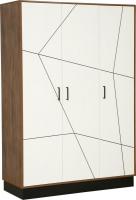 Шкаф распашной Олмеко Гамма 54.12 3-х дверный (таксония/черный/ПВХ белый)