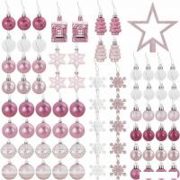 Елочная игрушка Золотая сказка 591715 (77 шт, розовый/белый)