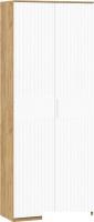 Шкаф распашной Трия Хилтон комбинированный с 2 дверьми исп.2 (дуб крафт золотой/белый матовый)