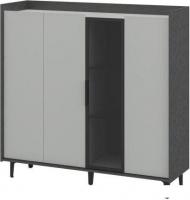 Шкаф-витрина Неман мебель Модена МН-048-02-Ц1 (лунный камень/металл бруклин/черный/графит)