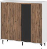 Шкаф-витрина Неман мебель Модена МН-048-02-Ц3 (дуб эллисон темный/белый гладкий/черный/графит)