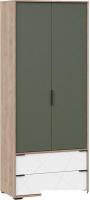 Шкаф распашной Трия Лео ТД-410.07.22 (гикори джексон/белый матовый/дымчатый зеленый)