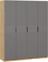 Шкаф распашной Трия Хилтон комбинированный с 4-мя дверями (дуб крафт золотой/графит матовый)