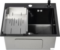 Кухонная мойка Saniteco 5045 PVD (с сифоном, дозатором и коландером)