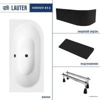 Ванна Lauter Bliss 180 L 21201081L (с ножками, черным подголовником и черным лиц.экраном)